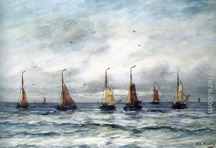 A Fishing Fleet painting - Hendrik Willem Mesdag A Fishing Fleet art painting